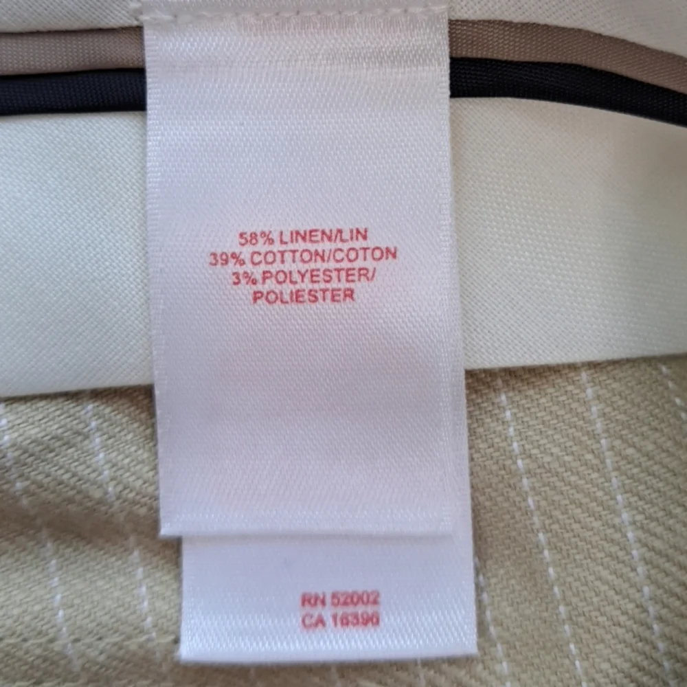 Women’s Tape Measure Beige Striped Linen Blend Career Style Pants Size 10 - Picture 8 of 16